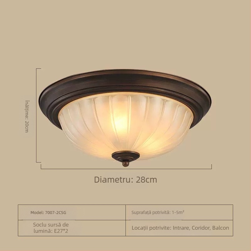Lampă de tavan americană rotundă pentru dormitor matrimonial, lampă retro simplă pentru cameră, coridor, hol de intrare, lămpi pentru balcon