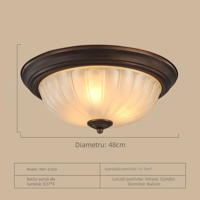 Lampă de tavan americană rotundă pentru dormitor matrimonial, lampă retro simplă pentru cameră, coridor, hol de intrare, lămpi pentru balcon
