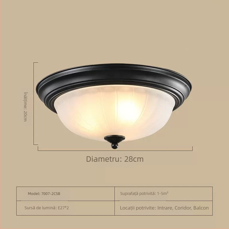 Lampă de tavan americană rotundă pentru dormitor matrimonial, lampă retro simplă pentru cameră, coridor, hol de intrare, lămpi pentru balcon