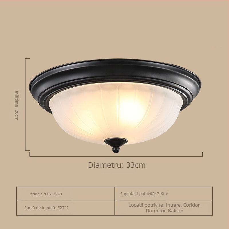 Lampă de tavan americană rotundă pentru dormitor matrimonial, lampă retro simplă pentru cameră, coridor, hol de intrare, lămpi pentru balcon