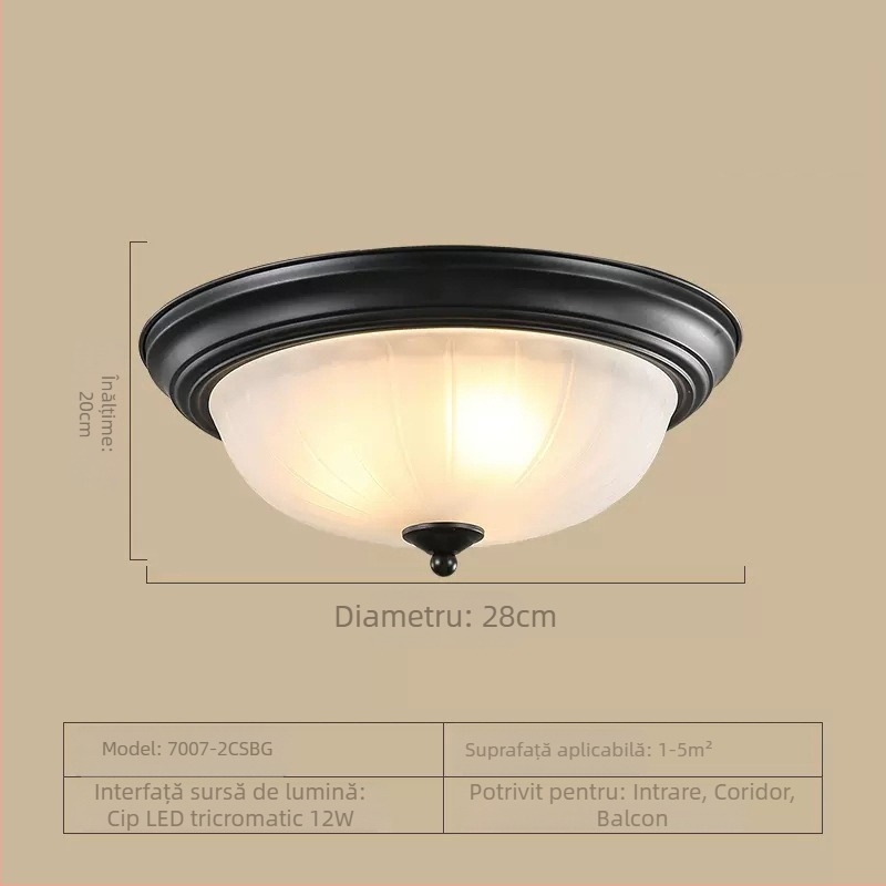 Lampă de tavan americană rotundă pentru dormitor matrimonial, lampă retro simplă pentru cameră, coridor, hol de intrare, lămpi pentru balcon