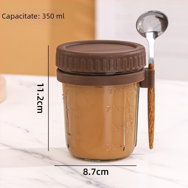 Cupă de ovăz peste noapte, ceașcă portabilă de iaurt pentru micul dejun, valoare ridicată pentru frumusețe, lingură agățată, ceașcă de ovăz, lapte Sala, ceașcă