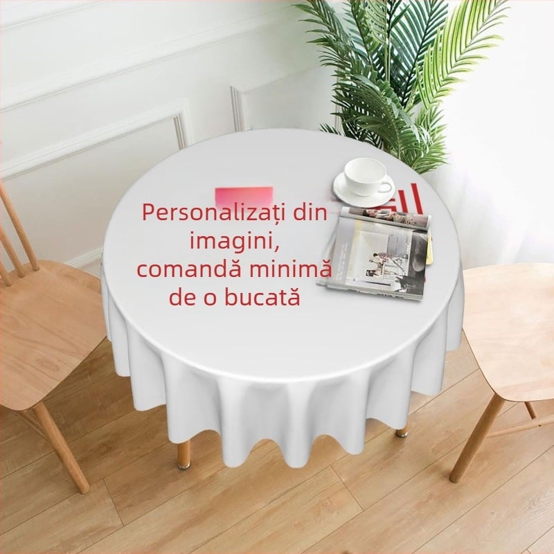 Față de masă rotundă transfrontalieră Amazon, impermeabilă și rezistentă la ulei, poate fi comandată cu logo-ul Factory Nordic Style