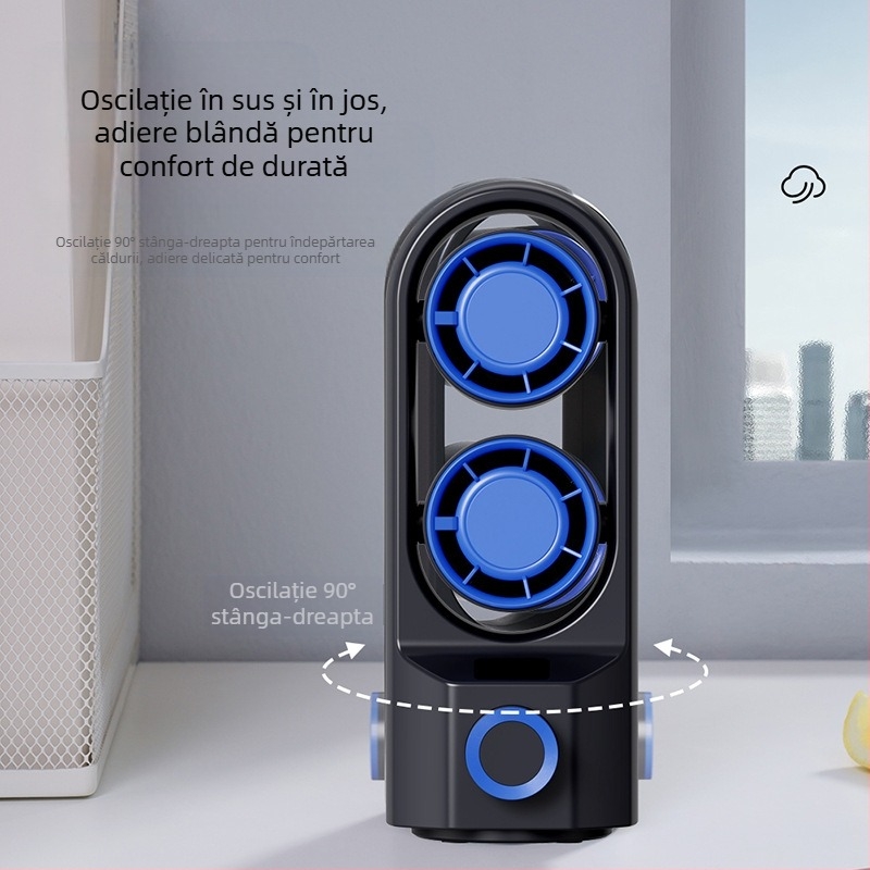 Ventilator turn desktop reîncărcabil USB nou, ventilator mic cu cap scuturabil pentru birou, ventilator portabil pentru exterior, mini ventilator, reîncărcabil, pentru acasă și birou