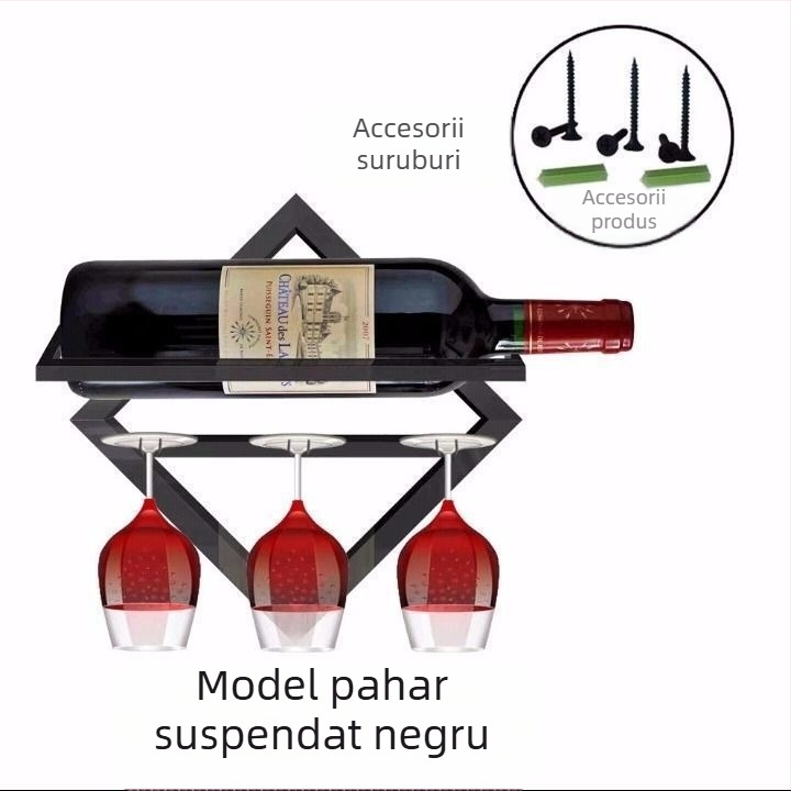 Raft de vin pliabil creativ de perete suspendat, suport pentru pahare de vin roșu, suport pentru afișare, suport de perete, suport pentru pahare de vin roșu, suport inversat pentru vin, suport pentru vin suspendat