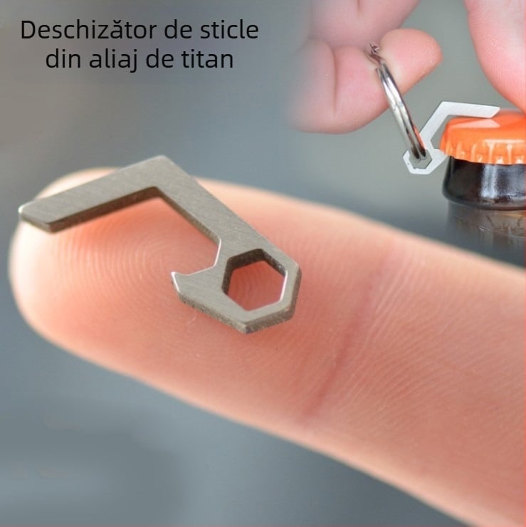 Șurubelniță mini deschizător de sticle din aliaj de titan, din oțel inoxidabil, gadget EDC, șurubelniță pentru bere, instrument pentru breloc