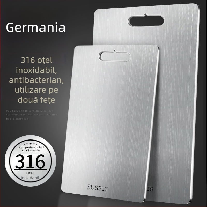 Tocător antibacterian rezistent la mucegai din oțel inoxidabil pentru uz casnic, tăietor de fructe, bucătărie, tăietor de legume, placă lipicioasă din oțel inoxidabil