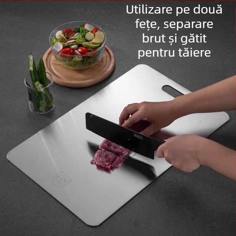 Tocător antibacterian rezistent la mucegai din oțel inoxidabil pentru uz casnic, tăietor de fructe, bucătărie, tăietor de legume, placă lipicioasă din oțel inoxidabil