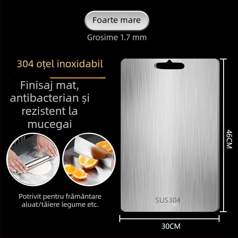 Tocător antibacterian rezistent la mucegai din oțel inoxidabil pentru uz casnic, tăietor de fructe, bucătărie, tăietor de legume, placă lipicioasă din oțel inoxidabil