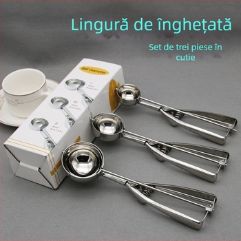 Amazon Nou Stil Lingură Îngroșată Lingură de Înghețată din Oțel Inoxidabil Lingură de Măsurare a Înghețatei Lingură de Măsurare a Fructelor cu Minge de Înghețată Transfrontalieră