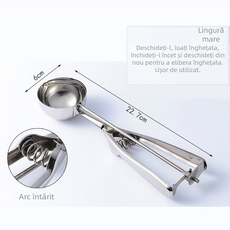 Amazon Nou Stil Lingură Îngroșată Lingură de Înghețată din Oțel Inoxidabil Lingură de Măsurare a Înghețatei Lingură de Măsurare a Fructelor cu Minge de Înghețată Transfrontalieră