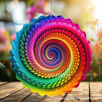 Clopoțel de vânt rotativ 3D direct din fabrică, transfrontalier, pentru a colora, pentru curte, grădină, decorațiuni metalice suspendate
