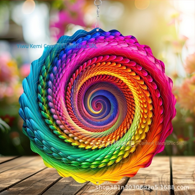 Clopoțel de vânt rotativ 3D direct din fabrică, transfrontalier, pentru a colora, pentru curte, grădină, decorațiuni metalice suspendate