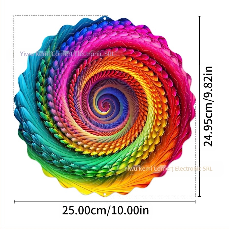 Clopoțel de vânt rotativ 3D direct din fabrică, transfrontalier, pentru a colora, pentru curte, grădină, decorațiuni metalice suspendate
