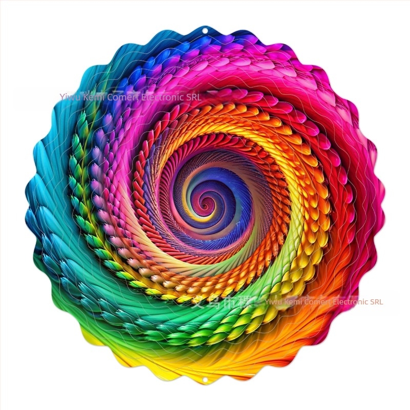 Clopoțel de vânt rotativ 3D direct din fabrică, transfrontalier, pentru a colora, pentru curte, grădină, decorațiuni metalice suspendate