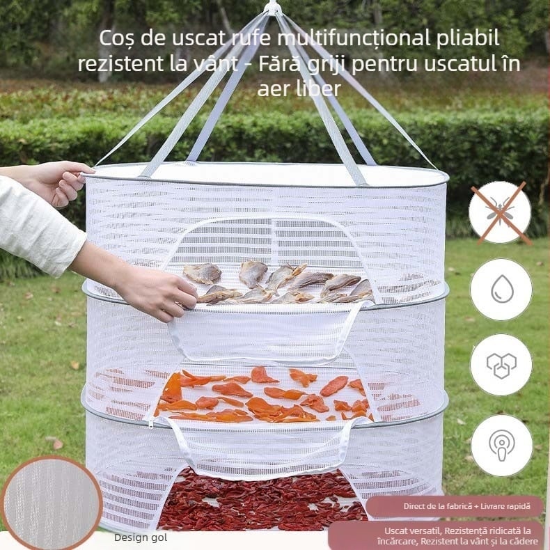 Plasă de uscare a legumelor, uscare a peștelui, uscare a ridichilor, dulce otrăvitor, artefact anti-muște, pliabilă, plasă de uscare, uscare a cărnii, acoperire pentru plasă de uscare