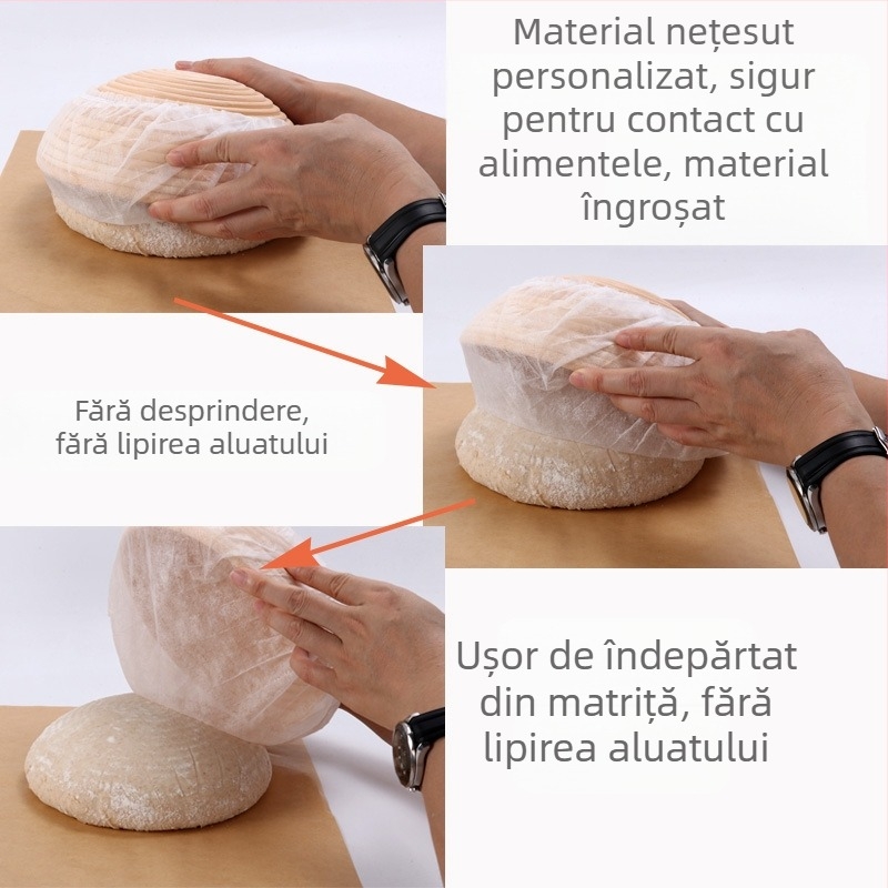 Coș de fermentație nețesut de unică folosință, capac din pânză pentru coș, aluat non-stick, pâine europeană, instrumente de copt de uz casnic, ratan, capac din pânză pentru coș