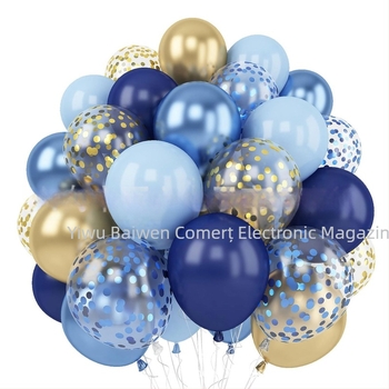 Balon din latex cu paiete aurii, albastru noapte, 12 inch, pentru petrecere de ziua de naștere, Amazon transfrontalier, 60 de bucăți