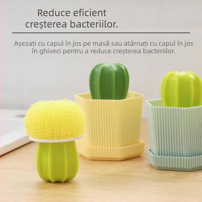 Perie de curățare pentru oală creativă nouă, bilă de cactus nano, perie de curățare cu gradient de culoare, perie de curățare pentru oală, bilă de cactus, perie de oală