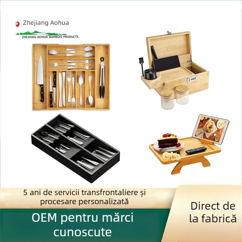 Cutie de depozitare din bambus, sertar desktop, depozitare artefactă, curățenie acasă, cutie de depozitare pentru bucătărie, cutie de tacâmuri