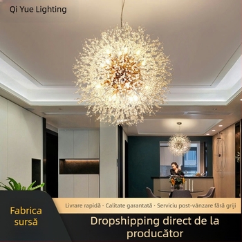 Candelabru de lux pentru living, lampă de dormitor, lampă de cristal, licurici scandinav modern și simplu, lămpi populare pentru restaurant, păpădie