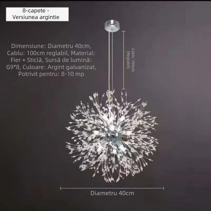 Candelabru de lux pentru living, lampă de dormitor, lampă de cristal, licurici scandinav modern și simplu, lămpi populare pentru restaurant, păpădie