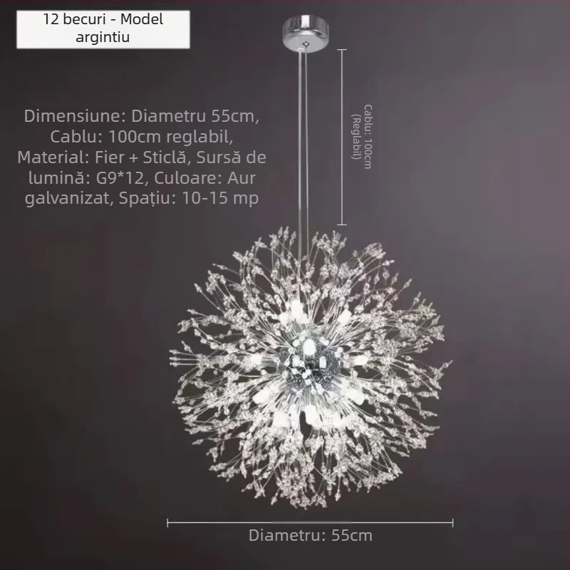 Candelabru de lux pentru living, lampă de dormitor, lampă de cristal, licurici scandinav modern și simplu, lămpi populare pentru restaurant, păpădie