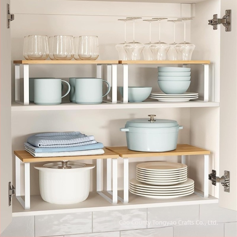 În stoc, suport de bucătărie din fier forjat, suport pentru depozitarea bolurilor de condimente, producători de suporturi de depozitare din lemn, stivuibile cu două straturi