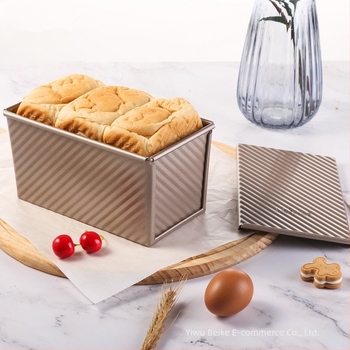 Cutie de pâine prăjită ondulată aurie transfrontalieră, 450g, mucegai antiaderent pentru pâine prăjită cu capac, instrumente de copt la cuptor