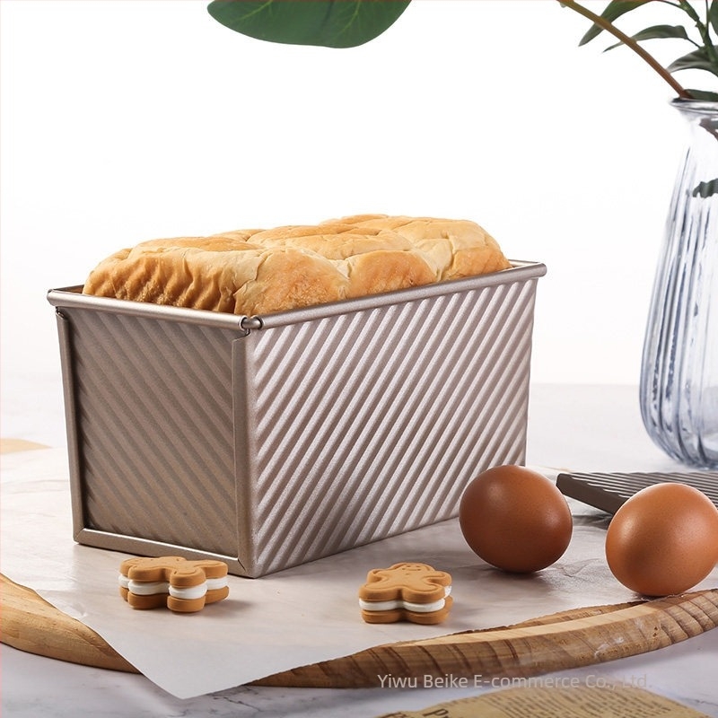 Cutie de pâine prăjită ondulată aurie transfrontalieră, 450g, mucegai antiaderent pentru pâine prăjită cu capac, instrumente de copt la cuptor
