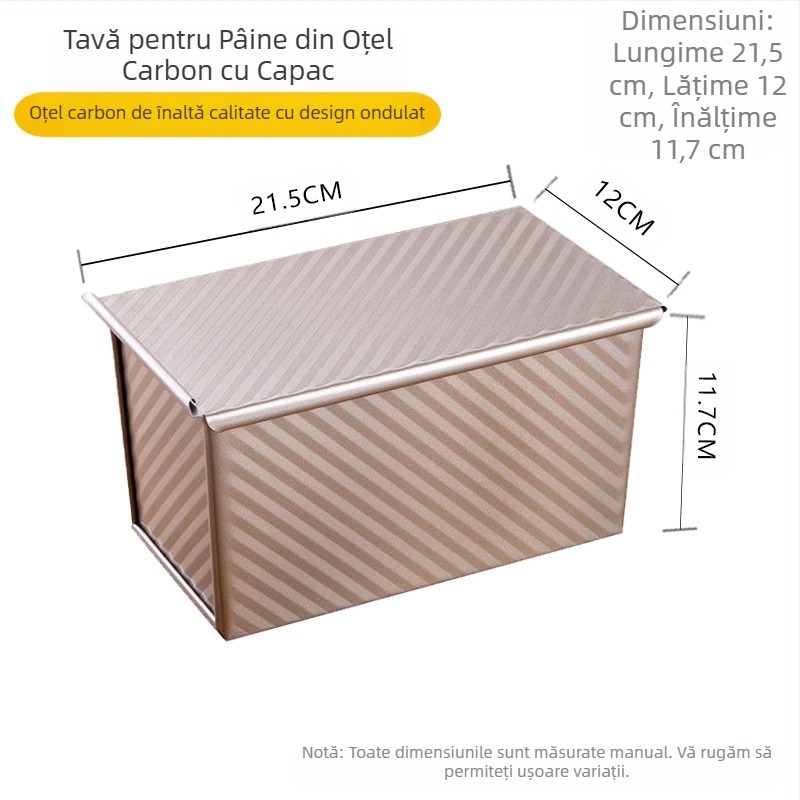 Cutie de pâine prăjită ondulată aurie transfrontalieră, 450g, mucegai antiaderent pentru pâine prăjită cu capac, instrumente de copt la cuptor