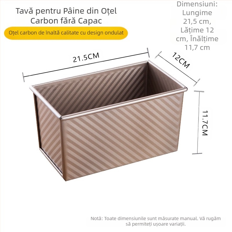 Cutie de pâine prăjită ondulată aurie transfrontalieră, 450g, mucegai antiaderent pentru pâine prăjită cu capac, instrumente de copt la cuptor