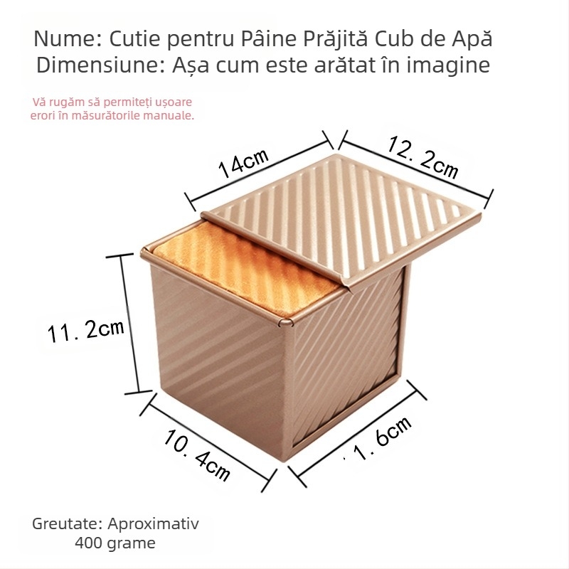 Cutie de pâine prăjită ondulată aurie transfrontalieră, 450g, mucegai antiaderent pentru pâine prăjită cu capac, instrumente de copt la cuptor