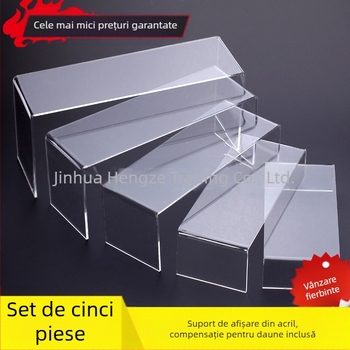 Suport de afișare transparent acrilic pentru pantofi, suport pentru cosmetice și bijuterii, suport pentru pantofi cu cinci straturi, recuzită pentru scară