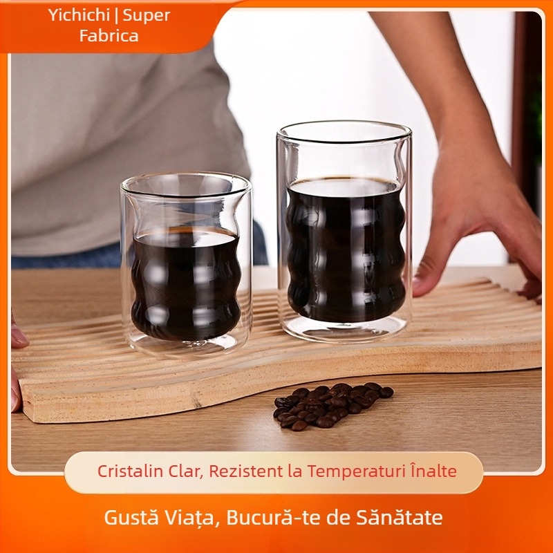 Cană creativă din sticlă dublă cu strat ridicat de borosilicat, cu izolație termică ridicată pentru uz casnic, producători de căni de cafea en-gros, cană de apă