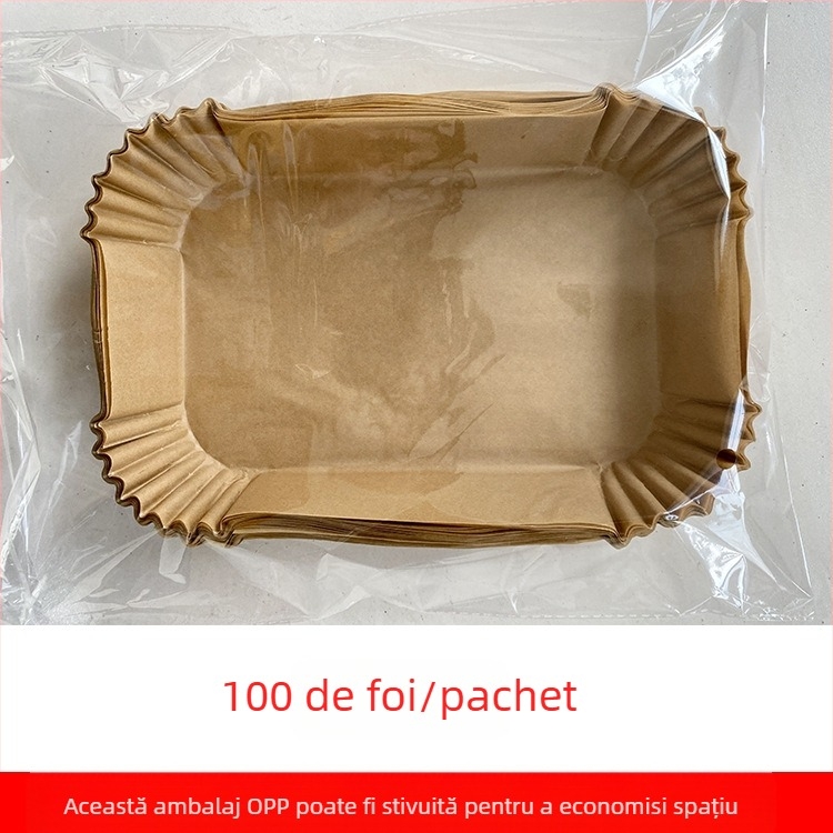 Hârtie dreptunghiulară pentru friteuza cu aer Amazon Explosions, hârtie de copt cu ulei siliconic, tavă de hârtie cu ulei siliconic de unică folosință