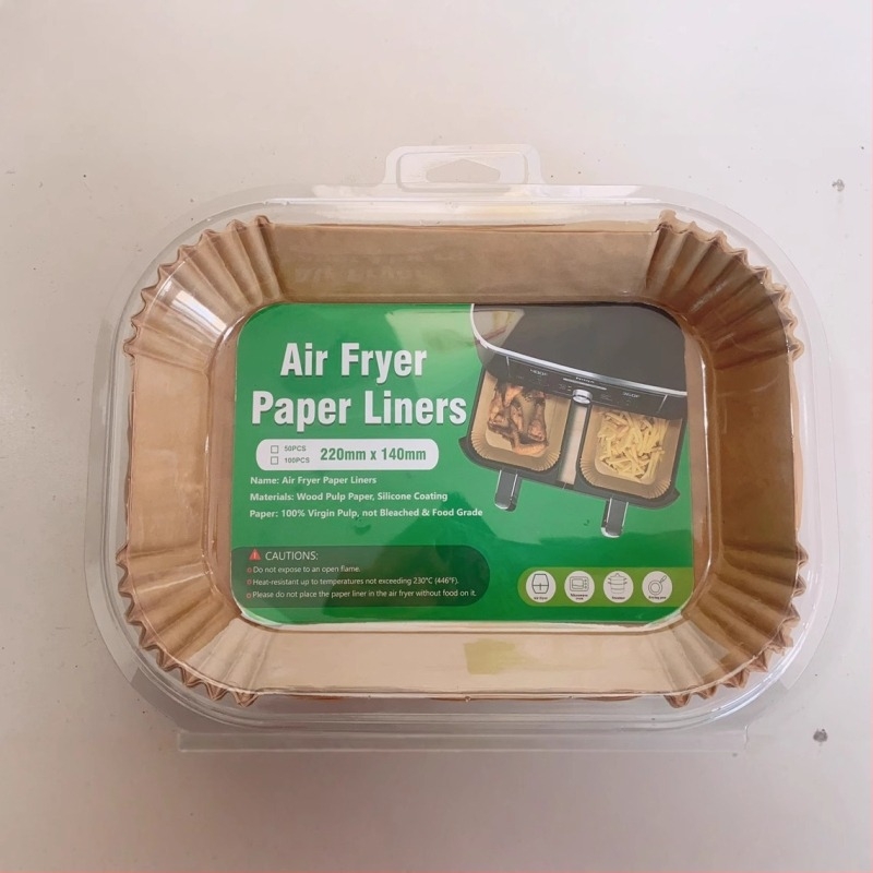 Hârtie dreptunghiulară pentru friteuza cu aer Amazon Explosions, hârtie de copt cu ulei siliconic, tavă de hârtie cu ulei siliconic de unică folosință