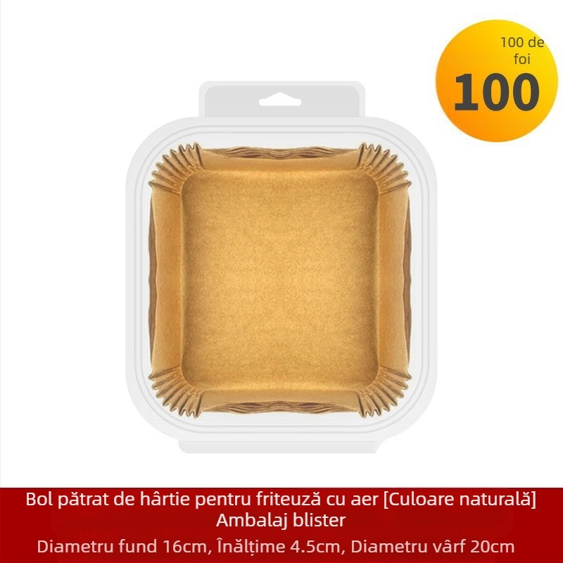 Hârtie dreptunghiulară pentru friteuza cu aer Amazon Explosions, hârtie de copt cu ulei siliconic, tavă de hârtie cu ulei siliconic de unică folosință