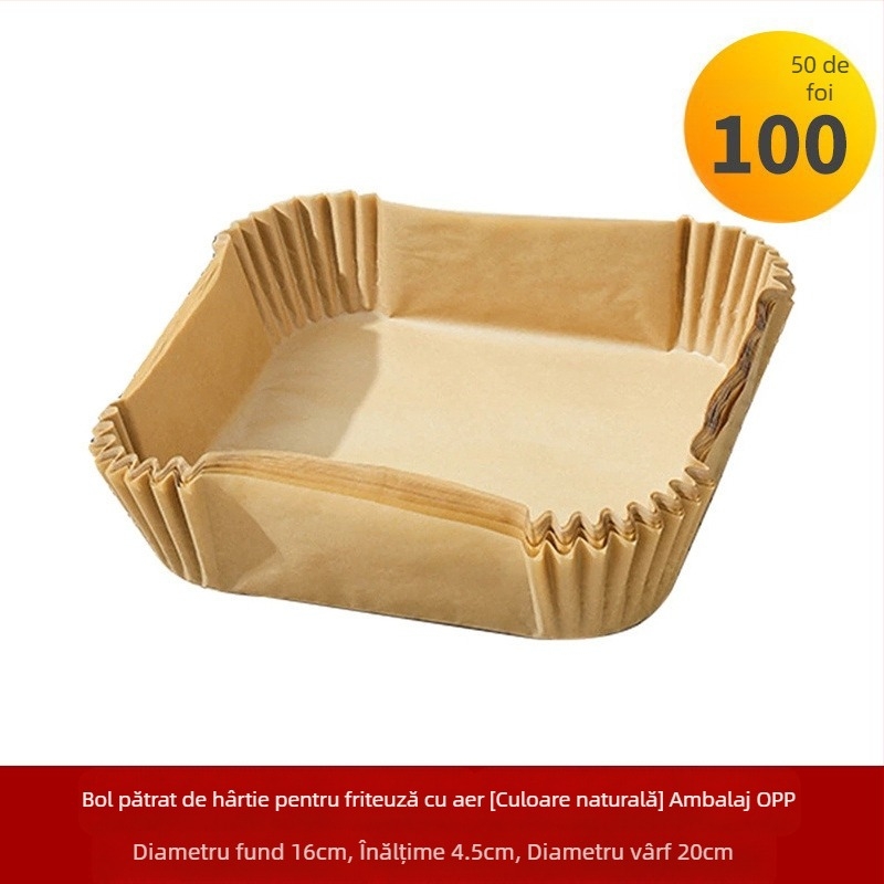 Hârtie dreptunghiulară pentru friteuza cu aer Amazon Explosions, hârtie de copt cu ulei siliconic, tavă de hârtie cu ulei siliconic de unică folosință