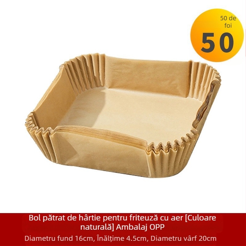 Hârtie dreptunghiulară pentru friteuza cu aer Amazon Explosions, hârtie de copt cu ulei siliconic, tavă de hârtie cu ulei siliconic de unică folosință