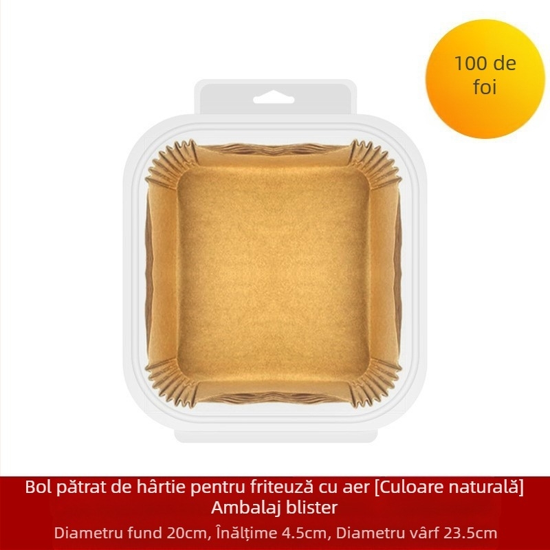Hârtie dreptunghiulară pentru friteuza cu aer Amazon Explosions, hârtie de copt cu ulei siliconic, tavă de hârtie cu ulei siliconic de unică folosință