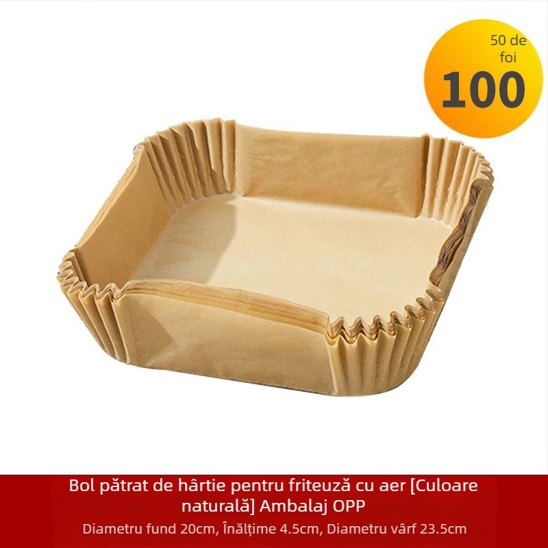 Hârtie dreptunghiulară pentru friteuza cu aer Amazon Explosions, hârtie de copt cu ulei siliconic, tavă de hârtie cu ulei siliconic de unică folosință