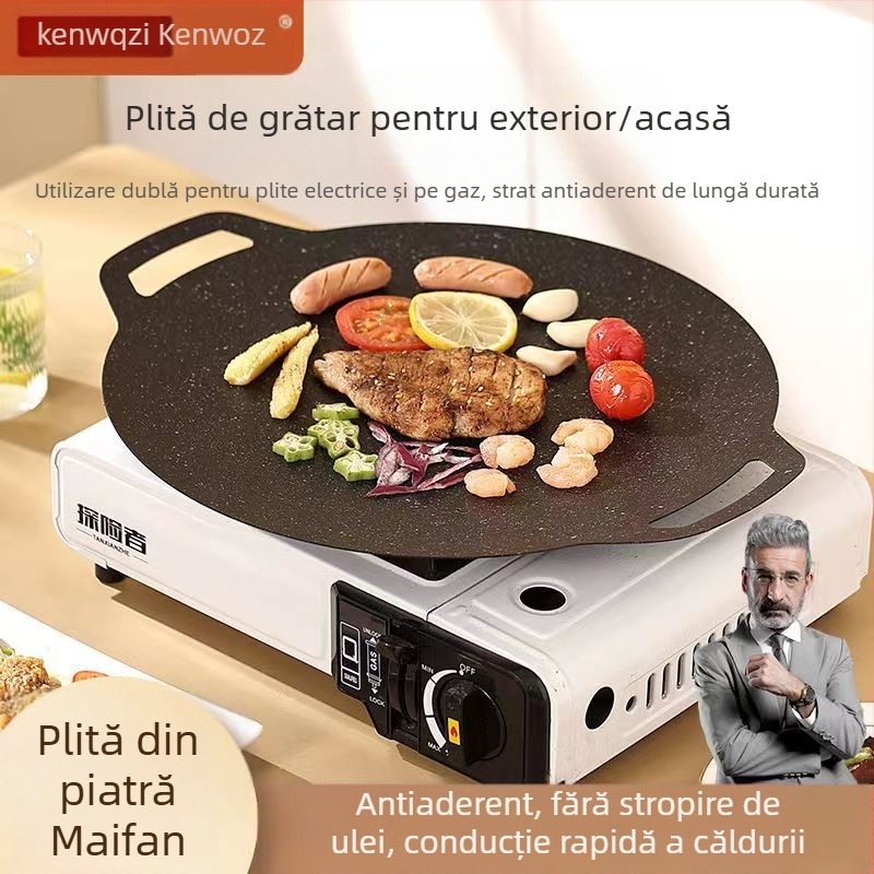 Tavă de copt în aer liber, camping, casetofon, aragaz, coreean de uz casnic, aragaz cu inducție, aragaz cu gaz, tigaie de copt portabilă, placă de prăjit