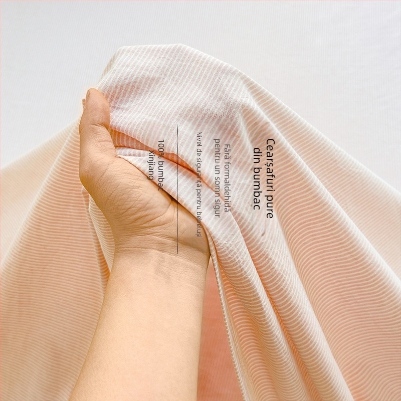 Cearșaf de pat din bumbac pur 100%, carouri neimprimate, set de trei piese, bumbac clasa A, față de pernă, calitate pentru mamă și sugar, bumbac spălat