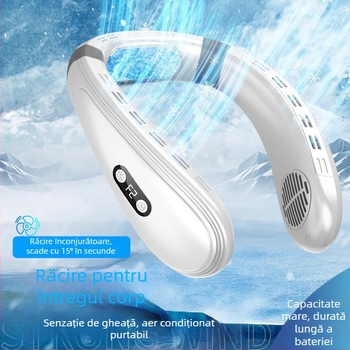 K11 Ventilator de răcire pentru gât nou, ventilator de răcire cu USB, portabil, agățat pentru gât, aer condiționat, ventilator fără lamă