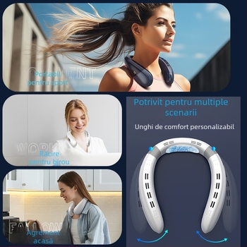 K11 Ventilator de răcire pentru gât nou, ventilator de răcire cu USB, portabil, agățat pentru gât, aer condiționat, ventilator fără lamă