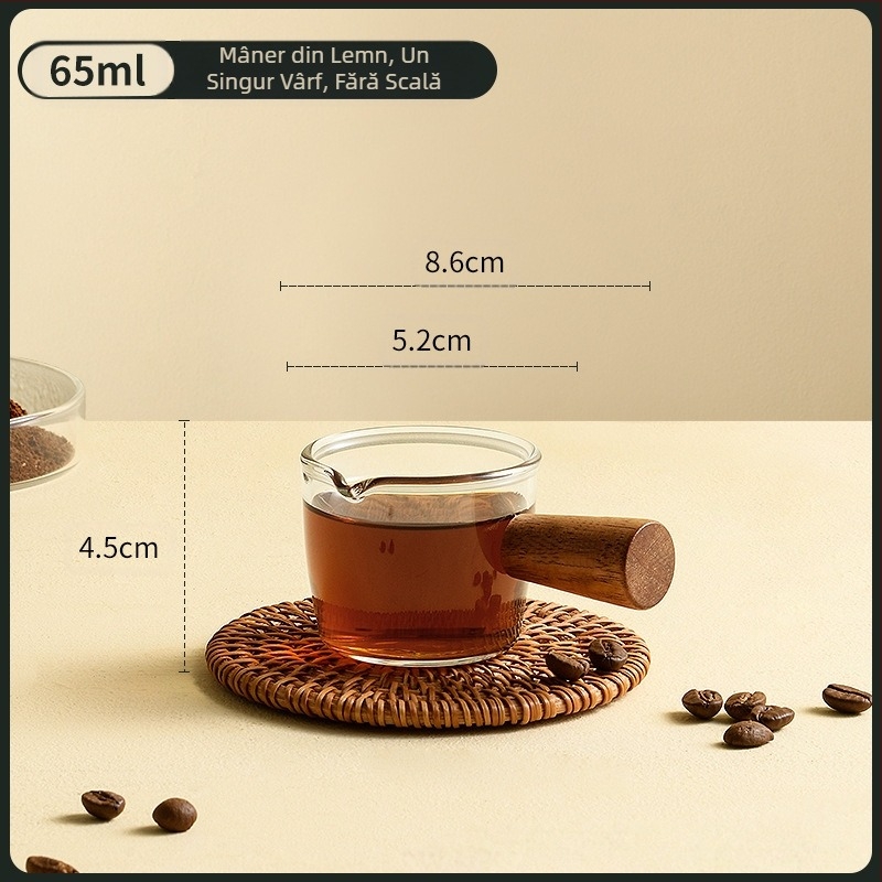 Ceașcă de extracție a cafelei, sticlă cu mâner din lemn, ceașcă de măsurare, espresso, ceașcă de uncie, ceașcă mică de lapte, rafinată și de înaltă calitate