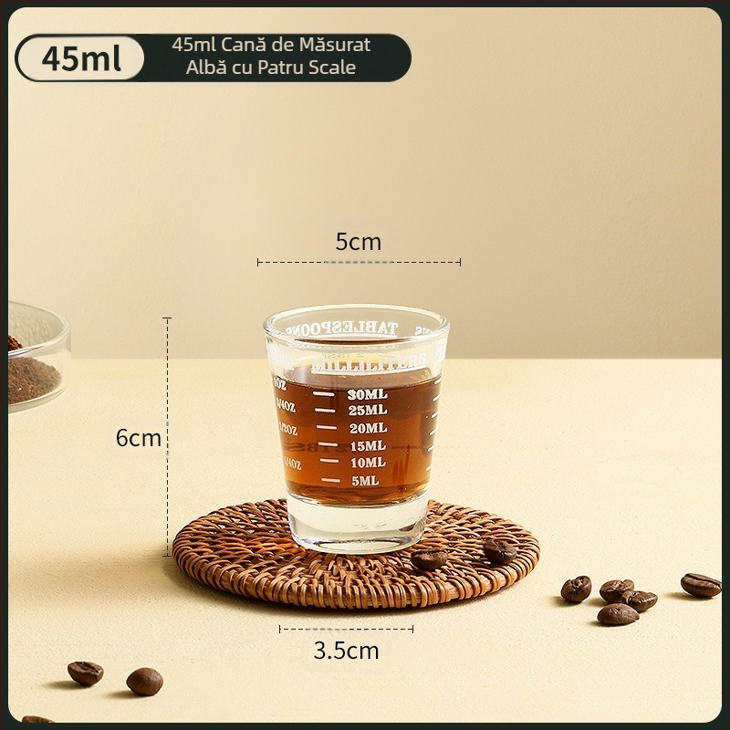 Ceașcă de extracție a cafelei, sticlă cu mâner din lemn, ceașcă de măsurare, espresso, ceașcă de uncie, ceașcă mică de lapte, rafinată și de înaltă calitate
