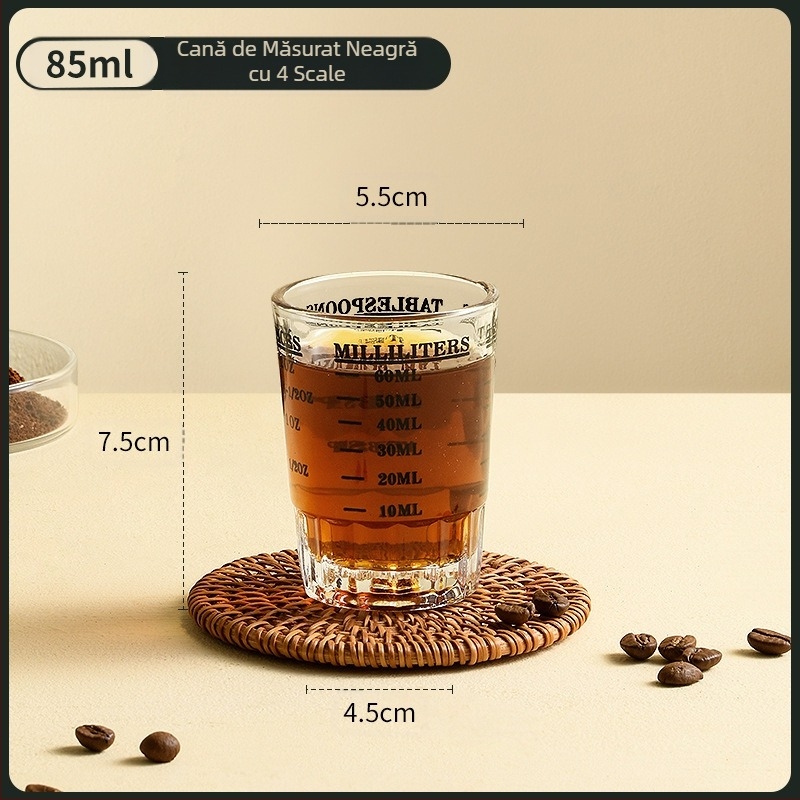 Ceașcă de extracție a cafelei, sticlă cu mâner din lemn, ceașcă de măsurare, espresso, ceașcă de uncie, ceașcă mică de lapte, rafinată și de înaltă calitate