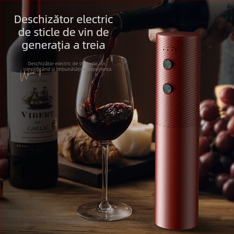 Deschizător de sticle electric de vin cu încărcare automată, deschizător de vin de uz casnic, deschizător de sticle, deschidere și acoperire sticle artefact